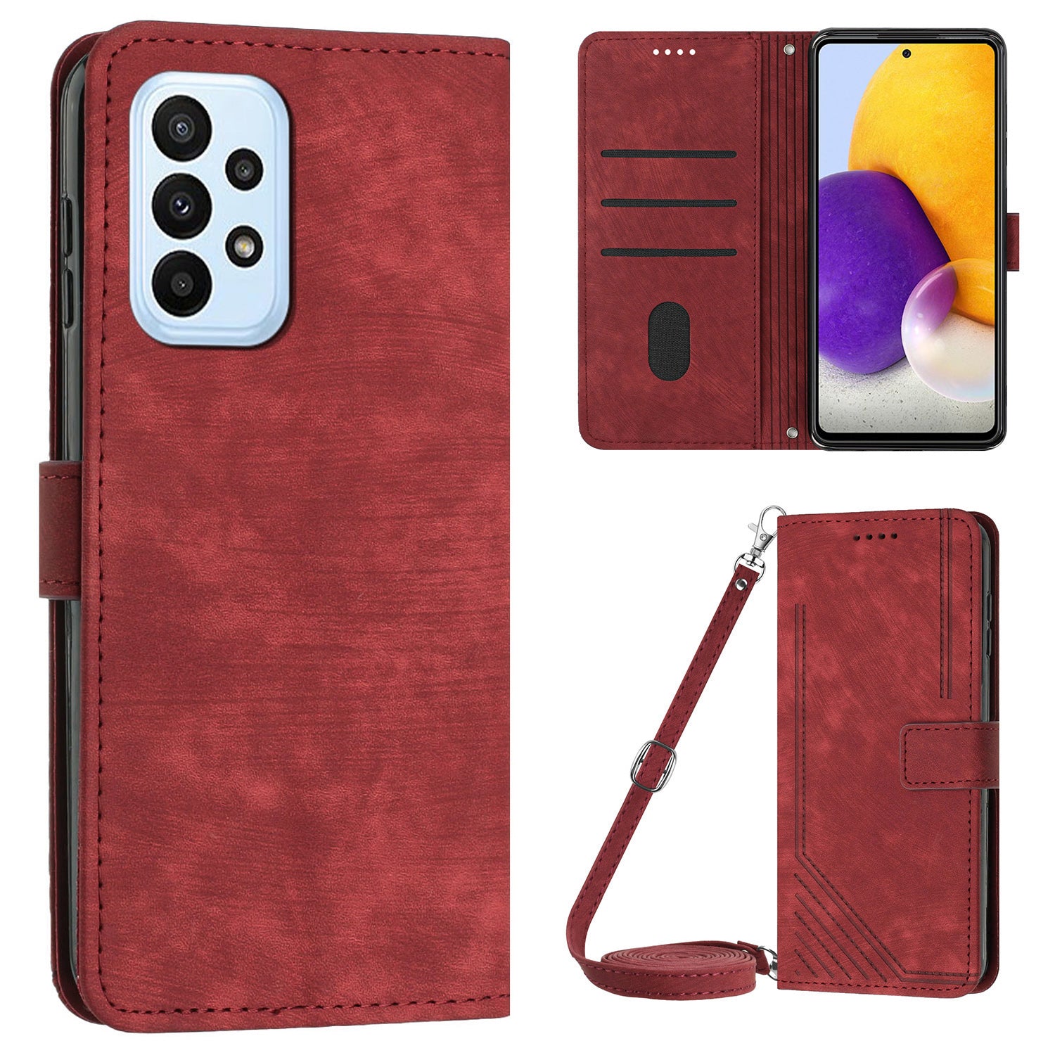 For Samsung Galaxy A73 5G Wallet Phone Case PU Leather Lines Imprinted Shell Stand Phone Cover For Samsung Galaxy A73 5G Wallet Phone Case PU Leather Lines Imprinted Shell Stand Phone Cover